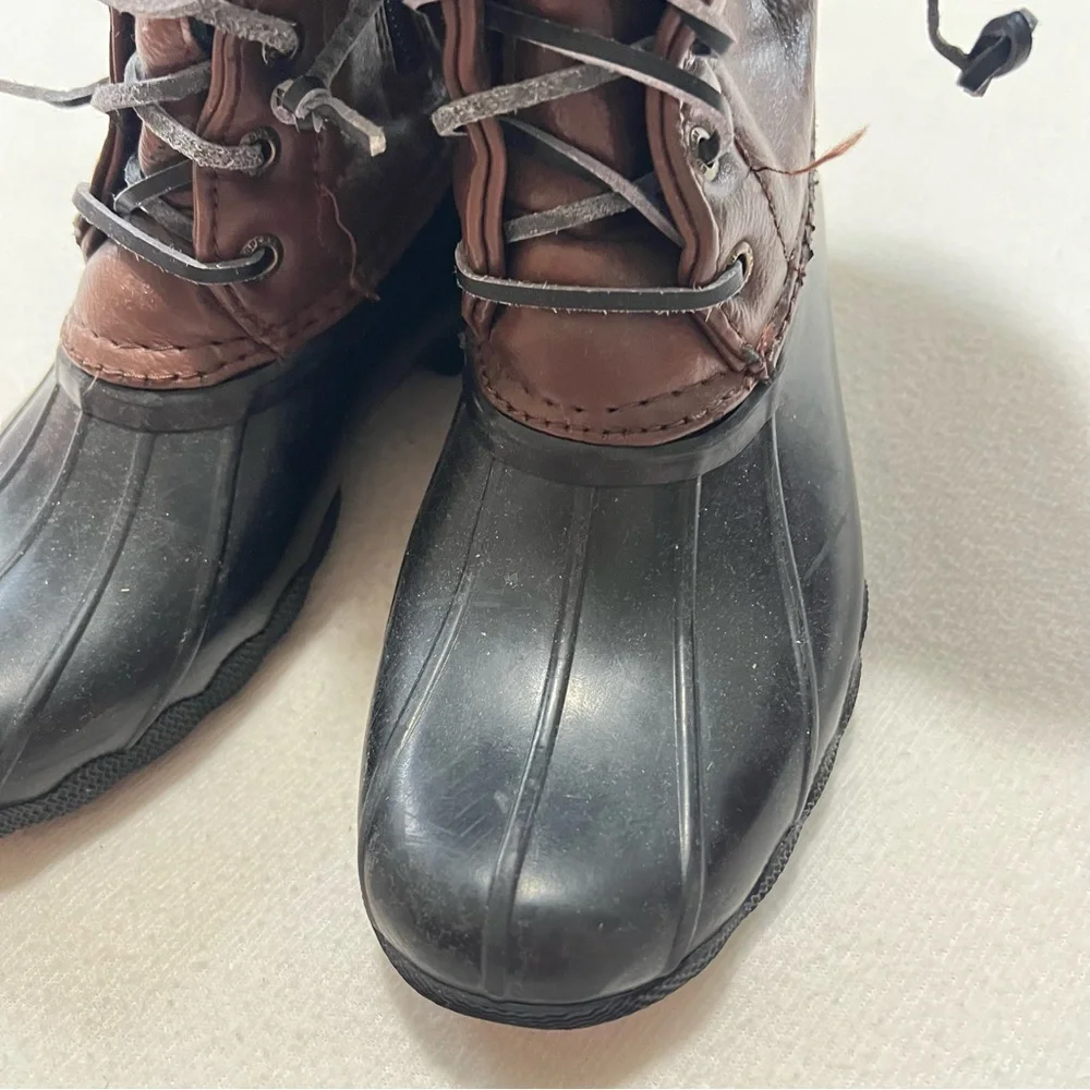 Sperry Topsider saltwater boots youth 2 girls leather brown